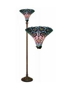 Warehouse of Tiffany Tiffany-style Peacock Torchiere