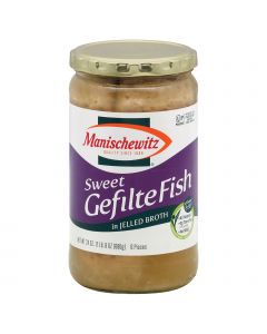 Manischewitz Sweet Gelfite Fish in Jelled Broth - Case of 12 - 24 oz.