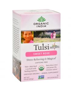 Organic India Tulsi Tea Sweet Rose - 18 Tea Bags - Case of 6