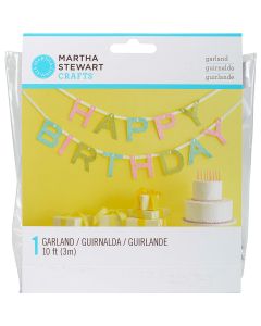 Martha Stewart Glittered Garland 10'-Happy Birthday