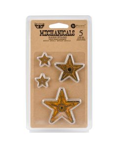 Prima Marketing Finnabair Mechanicals Metal Embellishments-Barn Stars 5/Pkg