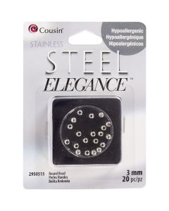 Cousin Stainless Steel Elegance Beads & Findings-3mm Round Beads 20/Pkg
