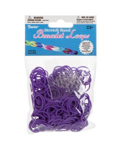 Darice Stretch Band Bracelet Loops 300/Pkg W/12 Clips-Purple