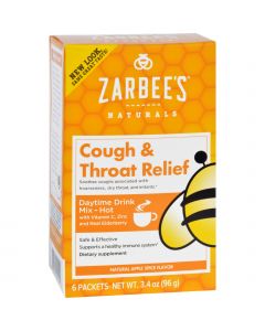Zarbee's Cough and Throat Relief Drink Mix - Daytime Supplement - 6 Packets