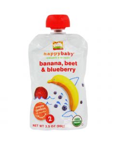 Happy Baby Organic Baby Food - Stage 2 - Banana Beets and Blueberry - Case of 16 - 3.5 oz