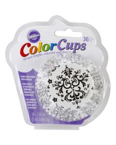 Wilton ColorCup Standard Baking Cups-Black & White Damask 36/Pkg
