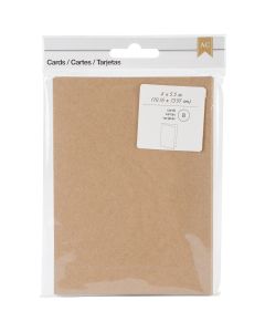 American Crafts Note Cards 4"X5.5" 8/Pkg-Kraft
