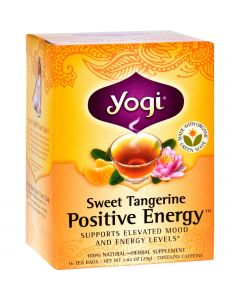 Yogi Positive Energy Herbal Tea Sweet Tangerine - 16 Tea Bags - Case of 6