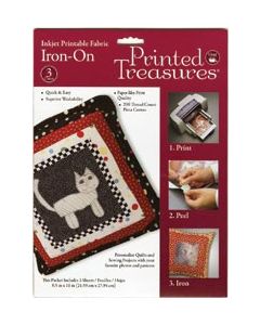 Dritz Printed Treasures Iron-On Ink Jet Fabric Sheets 8.5"X11" 3/P-White