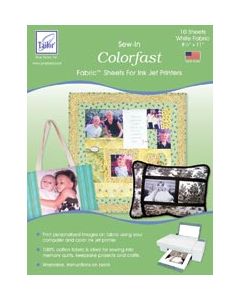 June Tailor Colorfast Sew-In Ink Jet Fabric Sheets 8.5"X11" 10/Pkg-White