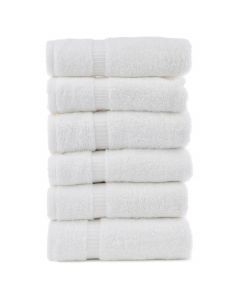 Bare Cotton Luxury Hotel & Spa Towel 100% Genuine Turkish Cotton Hand Towels - White - Dobby Border  - Set of 6