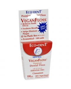 Eco-Dent VeganFloss Premium Dental Floss Cinnamon - 100 Yards - Case of 6