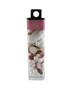 Mode International Square Tube Glass Beads 2oz-White Picasso Mix