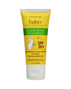 Babo Botanicals Sunscreen - Clear Zinc Unscented SPF 30 - 3 oz