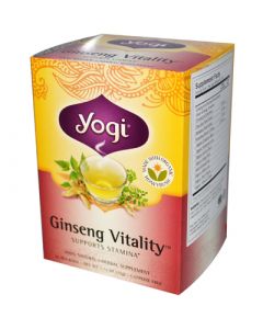 Yogi Ginseng Vitality Herbal Tea Caffeine Free - 16 Tea Bags - Case of 6