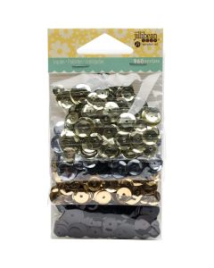 Hampton Art Jillibean Soup Shaker Card Sequin Pack-Neutrals, 960/Pkg