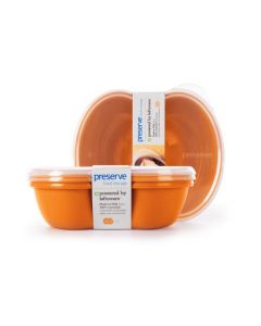 Preserve Small Square Food Storage Container - Orange- 2 Pack