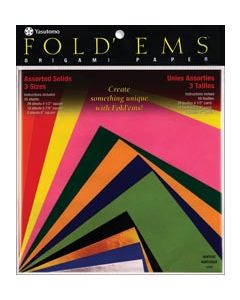 Yasutomo Fold 'Ems Solid Origami Paper 55/Pkg-Assorted Colors & Sizes