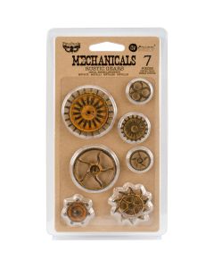 Prima Marketing Finnabair Mechanicals Metal Embellishments-Rustic Gears 7/Pkg