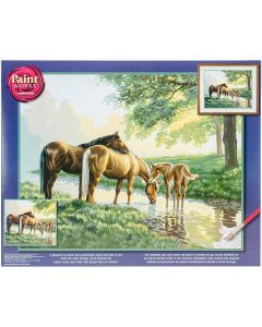 Dimensions Paint Works Paint By Number Kit 20"X16"-Horses By A Stream
