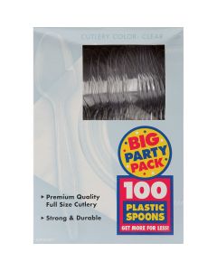 Amscan Plastic Spoons 100/Pkg-Clear
