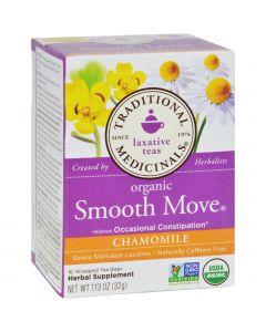 Traditional Medicinals Organic Smooth Move Chamomile Herbal Tea - 16 Tea Bags - Case of 6