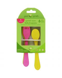 Green Sprouts Forks and Spoons - Sprout Ware - 9 Months Plus - Pink Assorted - 6 Pack