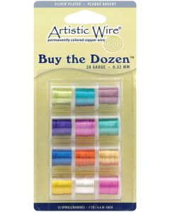 Beadalon Artistic Wire Buy-The-Dozen Silver-Plated 3yd 12/Pkg-28 Gauge
