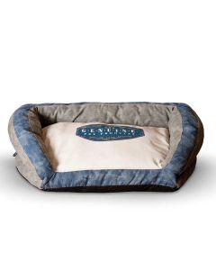 Vintage Bolster Pet Bed Genuine Logo - K&H Pet Products Vintage Bolster Pet Bed Premium Logo Large Brown / Blue 28" x 40" x 9"