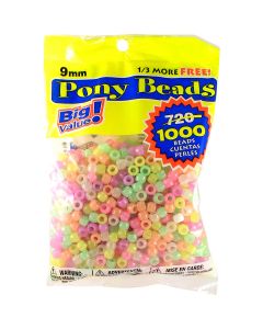 Darice Pony Beads 6mmX9mm 1,000/Pkg-Opaque Glow-In-The-Dark