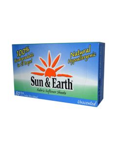 Sun and Earth Fabric Softener Sheets Unscented - 80 Sheets - Case of 6