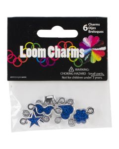 Midwest Design Loom Charms 6/Pkg-Navy Blue Glitter