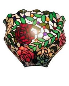 Warehouse of Tiffany Tiffany-style Red Rose Wall Light