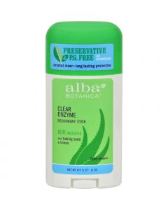 Alba Botanica Deodorant Stick Clear Enzyme Aloe Unscented - 2 oz