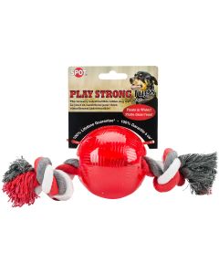 Ethical Pets Play Strong Rubber Ball With Rope 3.25"-