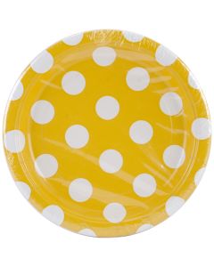Unique Industries Round Plates 6.75" 8/Pkg-Sunflower Yellow Decorative Dots