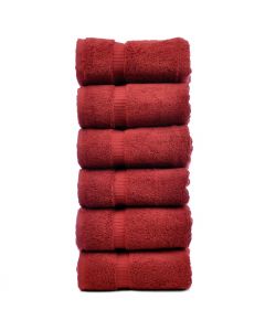 Bare Cotton Luxury Hotel & Spa Towel 100% Genuine Turkish Cotton Hand Towels -Cranberry-Dobby Border- Set of 6