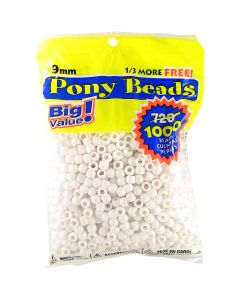 Darice Pony Beads 6mmX9mm 1,000/Pkg-Opaque White