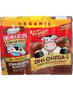 Horizon Organic Dairy Milk - Organic - 1 Percent - Lowfat - Box - Chocolate - plus DHA Omega-3 - 6/8 oz - case of 3