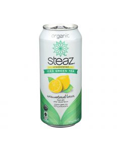 Steaz Unsweetened Green Tea - Lemon - Case of 12 - 16 Fl oz.