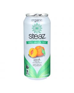 Steaz Lightly Sweetened Green Tea - Peach - Case of 12 - 16 Fl oz.