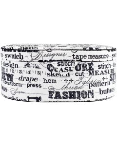 Prym Sewing Basket Oval-9"X6.25"X3.625" Black On Cream Print