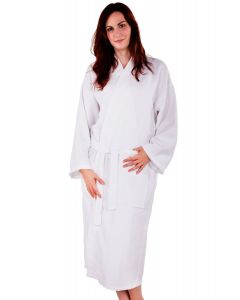 Bare Cotton 100% Turkish Cotton Adult Waffle Kimono Robe - White - Adult - Small Medium - Adult Waffle Kimono Robe - White - Small Medium
