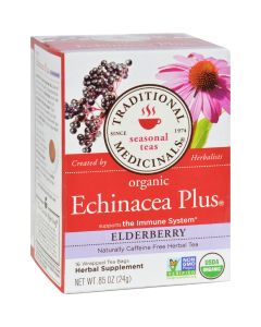 Traditional Medicinals Organic Echinacea Elder Tea -Caffeine Free - Case of 6 - 16 Bags