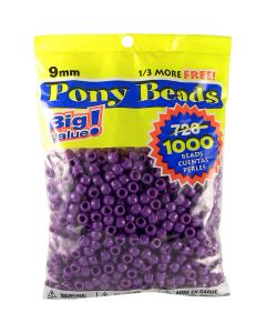 Darice Pony Beads 6mmX9mm 1,000/Pkg-Opaque Purple
