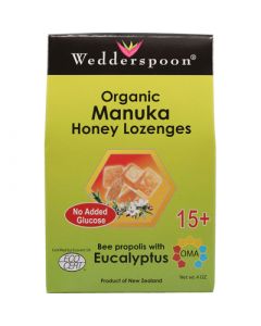 Wedderspoon Organic Manuka Honey Lozenges Bee Propolis with Eucalyptus - 4 oz