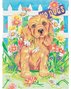 Dimensions Pencil Works Color By Number Kit 9"X12"-Naughty Puppy