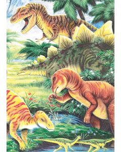 Royal Brush Mini Color Pencil By Number Kit 5"X7"-Dinosaur Fun