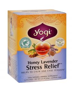 Yogi Stress ReliefHerbal Tea Caffeine Free Honey Lavender - 16 Tea Bags - Case of 6
