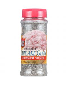 Cake Mate Cake Decor - Cupcake Gems - Sugar - Shimmer Silver - 2.2 oz - case of 6